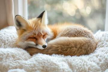 Fototapeta premium Serene Fox Sleeping Comfortably