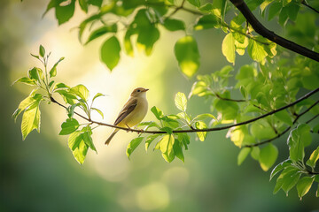 Obraz premium Serene Songbird Among Greenery