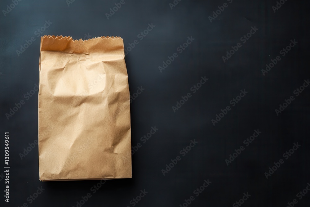 Aufkleber brown paper bag on a dark surface highlighting simple and minimalist design elements