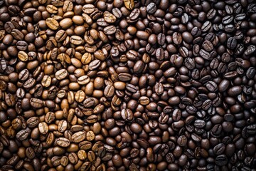 Fototapeta premium Exploring the rich variety of coffee beans in different roasts and colors from a local market
