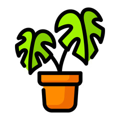 Filled Line Monstera Icon