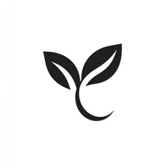 Minimalistic logo of sprout, continuous stroke, white background.