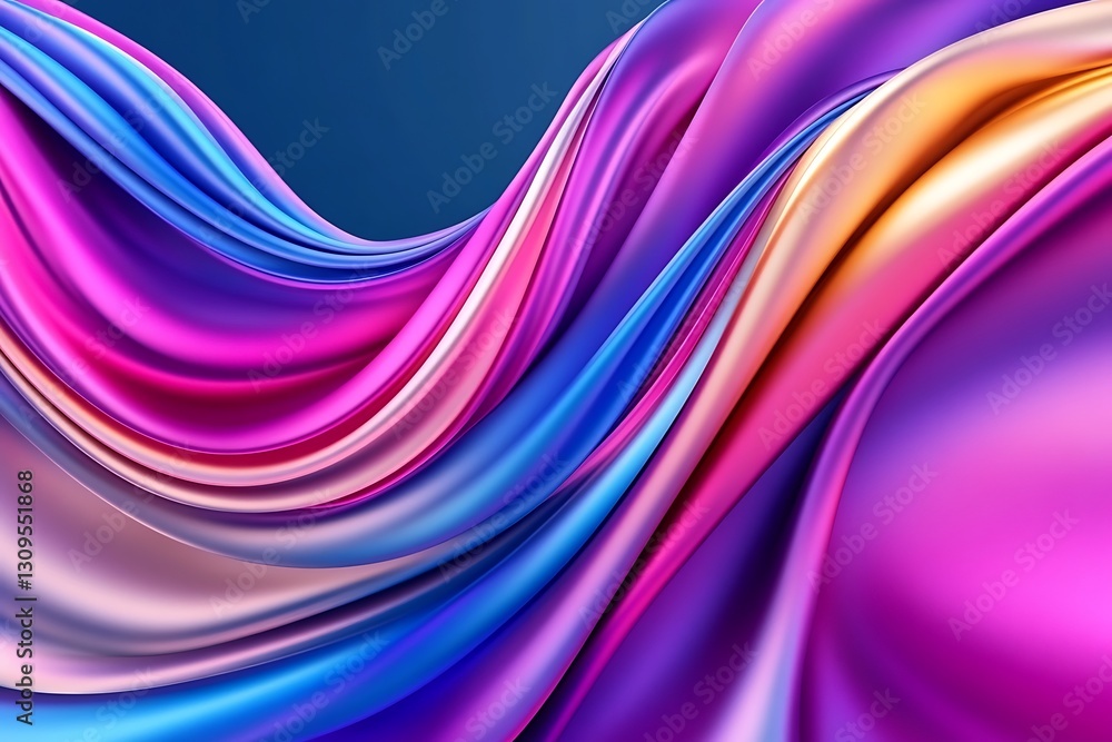 Aufkleber elegant multicolored ribbon wave, vibrant motion flow background image
