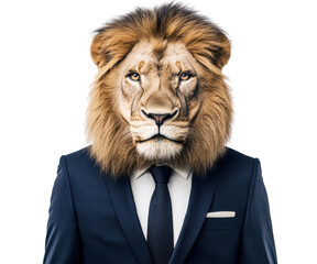 Lion Head Man in Elegant Suit with Tailored Tie and Professional Look