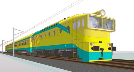 Fototapeta premium modern train locomotive 3D illustration