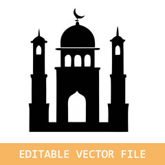 Vector Eid Mubarak silhouette crescent lanterns vector