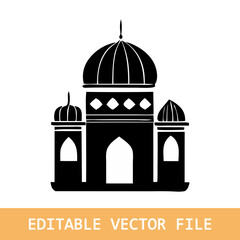 Eid Mubarak night mosque silhouette Arabian city black silhouette,