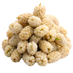 Pile of white mulberry isolated on transparent background