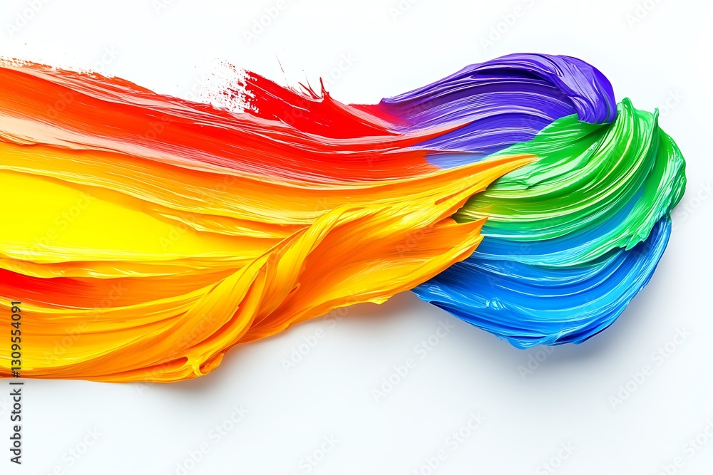 Poster harmonious flow of vivid spectrum paint swirls on a plain backdrop