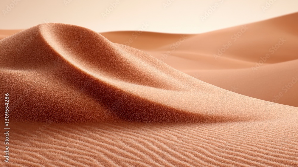 Poster close up view of sand dunes in a desert landscape. the sand is light beige and displays subtle textu