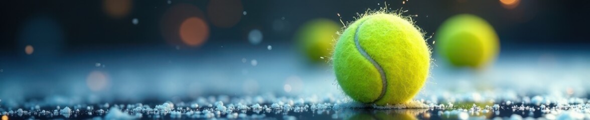 Frozen tennis ball, motion blur, sparkling background, illustration, artwork, photography