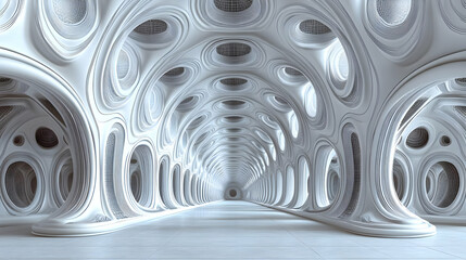 Abstract Geometric White Corridor
