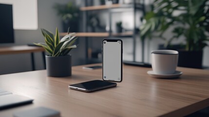 Fototapeta premium Social media notifications floating over a smartphone on a desk.