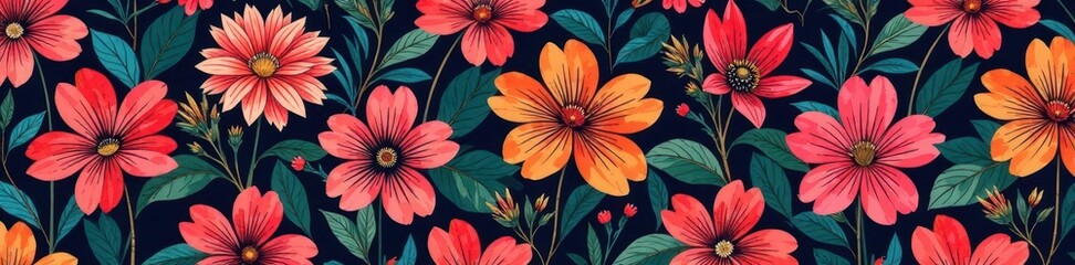Fototapeta premium Ohia Lehua blossom line art repeating pattern Elegant, minimalist floral design , line art, wallpaper, design
