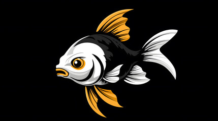 Obraz premium Dynamic archerfish icon design digital art black and white chaos abstract environment