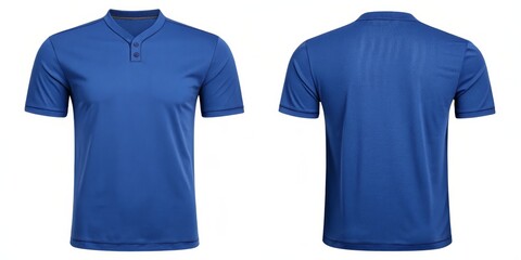 Blue Two-Button Polo Shirt, Front and Back View, sportwear, casualwear
