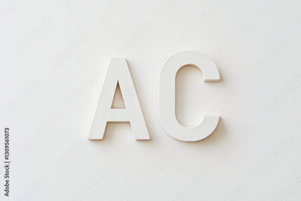 Poster white letters spelling ac on a plain background, creating a modern and minimalistic aesthetic perfec
