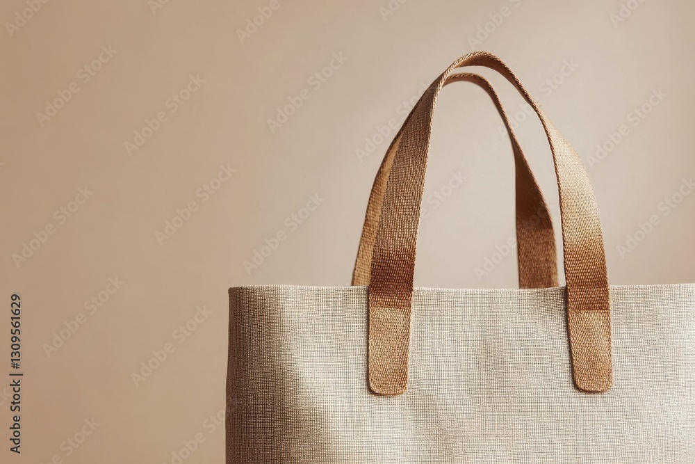 Poster stylish burlap tote bag with sturdy handles displayed against a neutral background