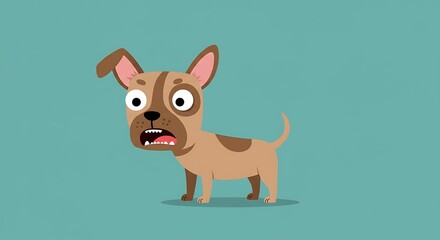 Obraz premium Cartoon Dog Character Standing Anxious Against Aqua Background Illustration