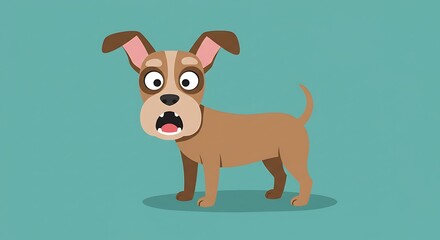 Obraz premium Cartoon Dog with Exaggerated Expression Standing in a Frightened Stance