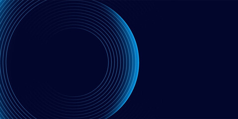 Blue abstract background with spiral circle lines, technology futuristic template. Vector illustration.