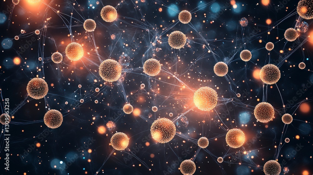 Aufkleber abstract representation of a visualization of mitochondria as the powerhouse of cells in a dark spac