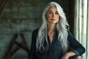 Fototapeta premium Elegant Portrait of a Mature Woman
