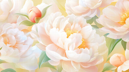 Fototapeta premium Elegant Peony Flowers in Soft Pastel Colors