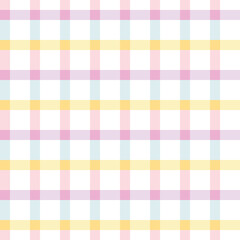 Gingham seamless vector pattern. Tartan check for tablecloths, napkins, clothes, packaging, for the Easter holiday. Cozy cute childish background in pastel colorful rainbow palette.