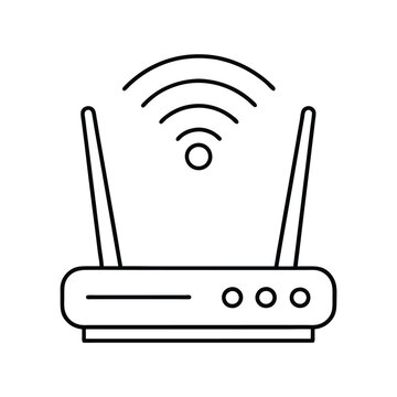 black wifi router transmitting signal clip art preview