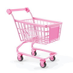 Pink Shopping Cart 3D Render Icon Isolated Cutout
