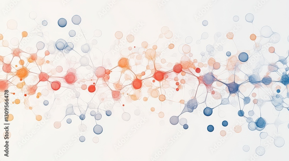 Poster abstract watercolor design featuring colorful dots and connections, creating a dynamic flow of shape