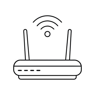 black wifi router transmitting signal clip art preview