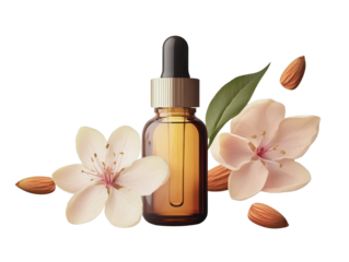 Almond Facial Oil isolated on transparent png background.