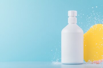 close-up image of household chemicals with focus on bottle nozzle background out of focus