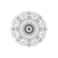 Hand-Drawn Mandala Art Featuring Floral and Geometric Linework in Black and White