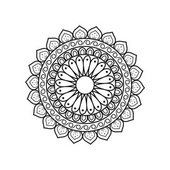 Intricate Mandala Design with Symmetrical Black and White Patterns Featuring Geometric Motifs and Ornate Linework