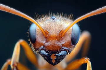 Close-up of a detailed ant showcasing intricate features and fine textures in a natural setting