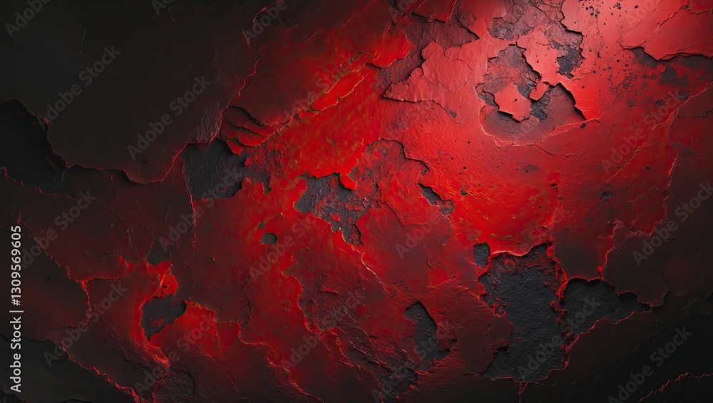 Poster abstract texture with dark rocky surface illuminated by glowing red light, creating a dramatic atmos