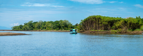 The mouth of the Tárcoles River (Río Grande de Tarcoles) among wildlife rich mangrove forests, Costa Rica