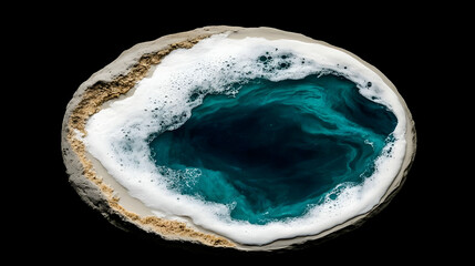 Teal Ocean Resin Art: Abstract Round Illustration