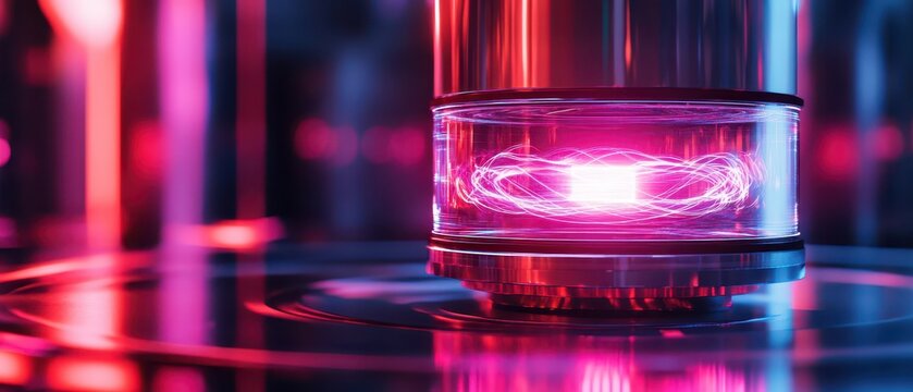 A futuristic quantum energy reactor glowing with dynamic light waves, nextgen technology concept