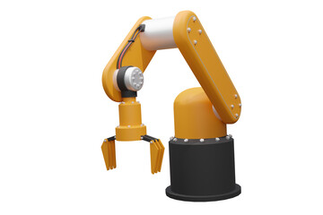 Industrial Robotic Arm: A detailed illustration of a yellow robotic arm, highlighting technological advancement in the manufacturing industry, with a strong focus on automation.