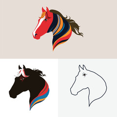 Group of Colorful horse logo design