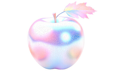 Obraz premium Glossy Iridescent Apple Isolate on Transparent Background, cutout, png