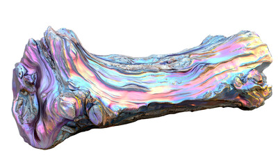 Fototapeta premium Glossy Iridescent Log with Textured Bark Isolate on Transparent Background, cutout, png