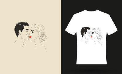 lovely couple logo with  t-shirt design illustration.