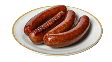 Polish Sausage Dog on a plate isolated on transparent png background.