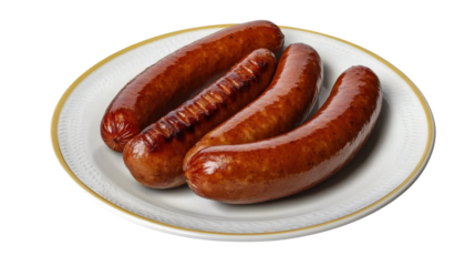 Polish Sausage Dog on a plate isolated on transparent png background.