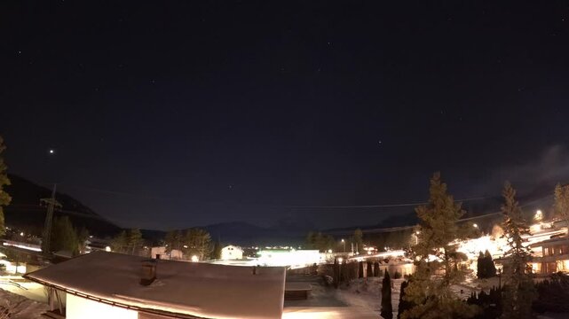 Night time-laps with the sky full of starts
